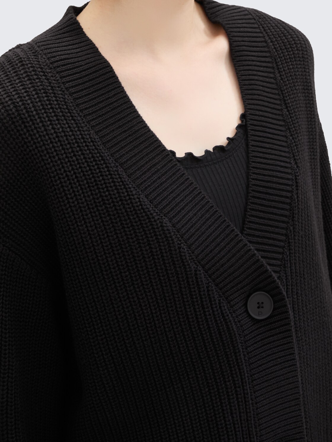 Cardigan mit V-Ausschnitt - deep black - Detail-Model-Ansicht