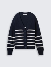 Cardigan à col en V - placed navy white stripe