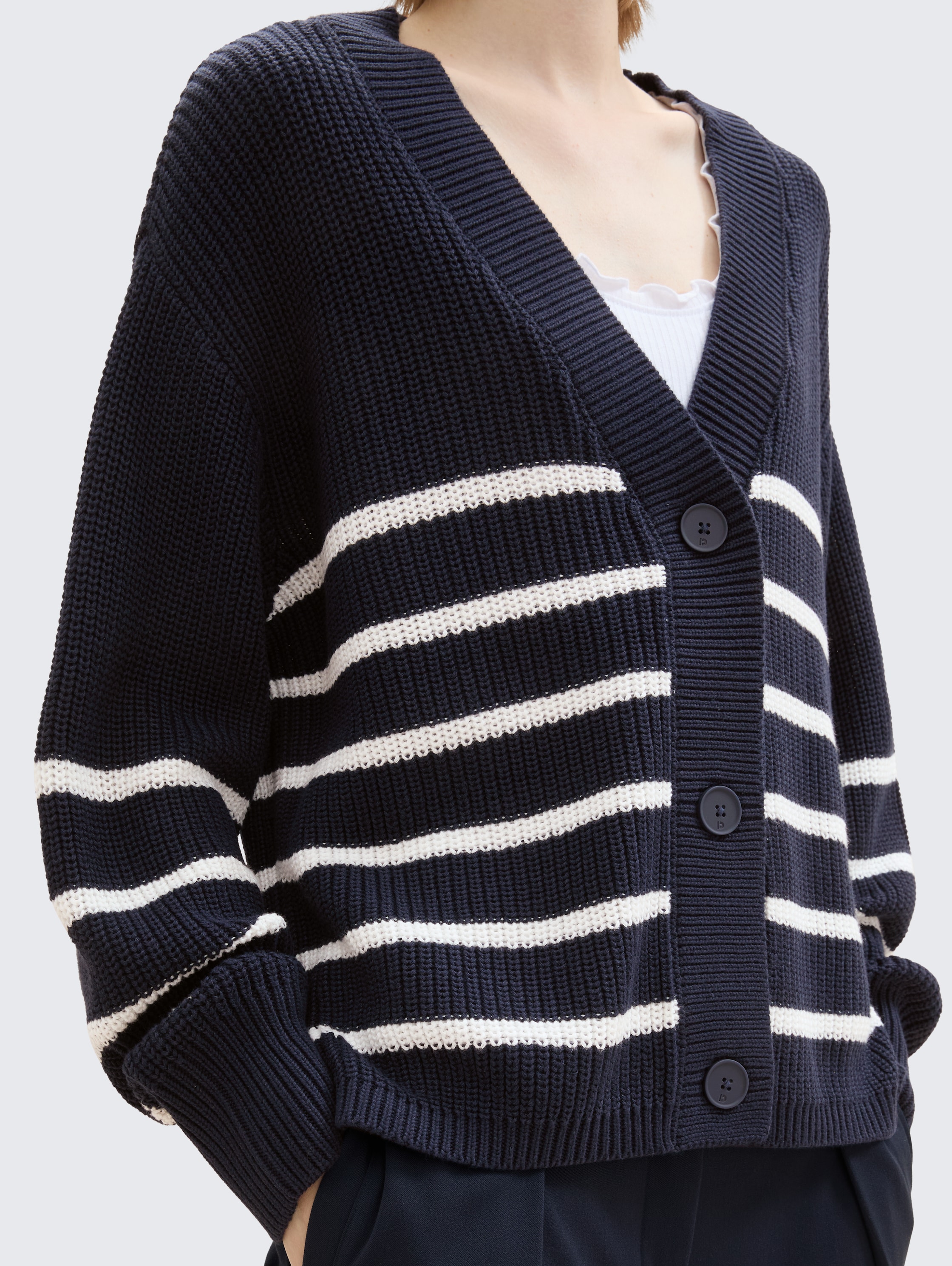 Vest met V-hals - placed_navy_white_stripe - 