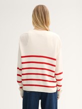 Cardigan mit V-Ausschnitt - placed white red stripe