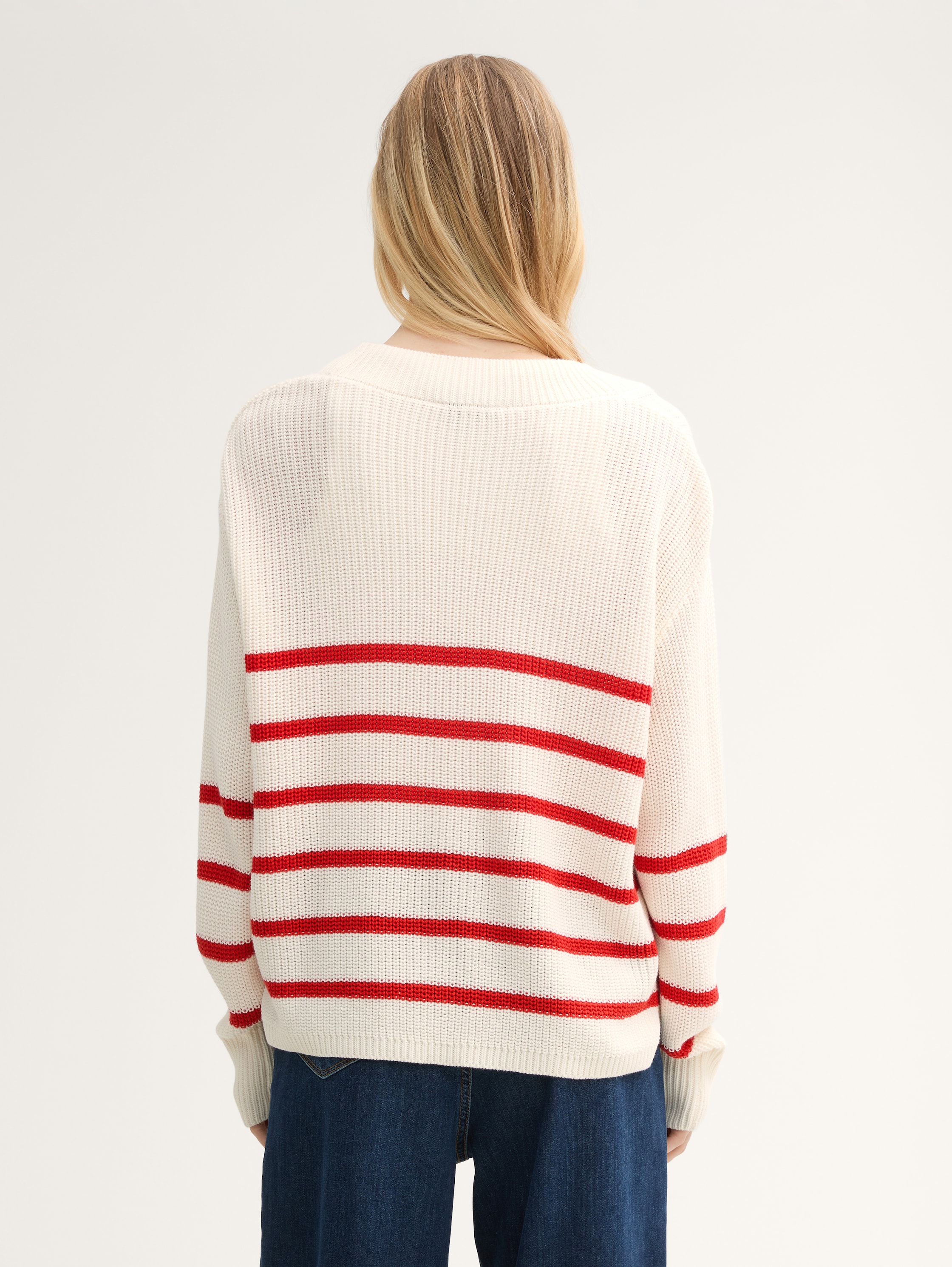 Vest met V-hals - placed_white_red_stripe -