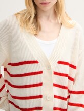 Cardigan mit V-Ausschnitt - placed white red stripe - Detail-Model-Ansicht