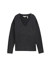 Niet geselecteerd, Relaxed gebreide trui met V-halslijn door , grauw