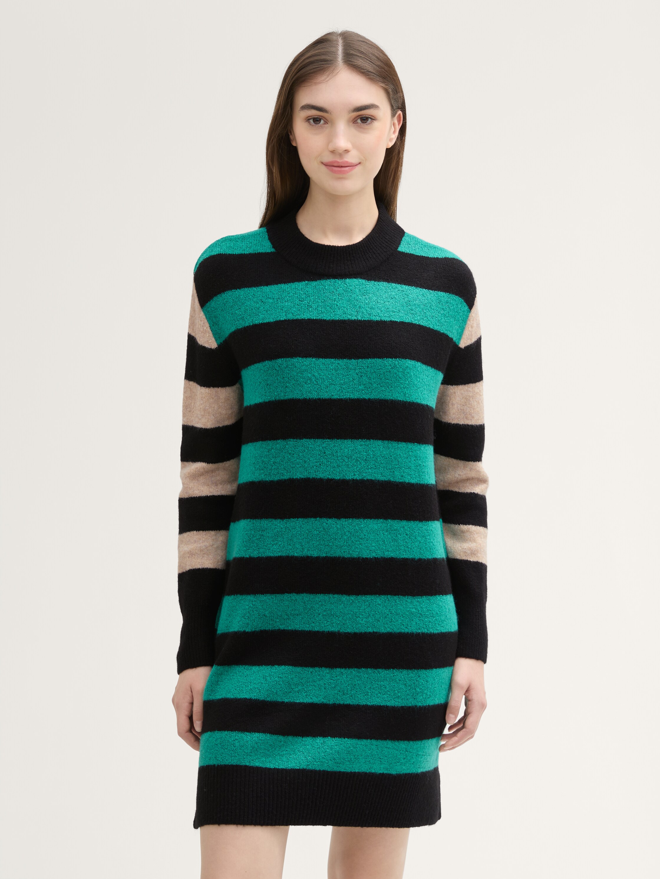 Mini Strickkleid mit Streifenmuster - green_black_stripe_1 - 