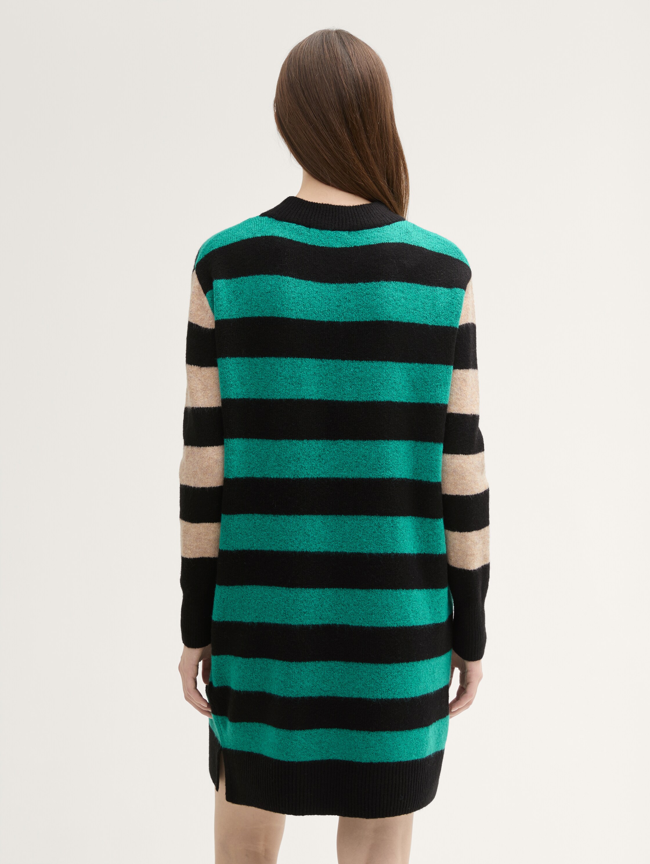 Mini Strickkleid mit Streifenmuster - green_black_stripe_1 - 