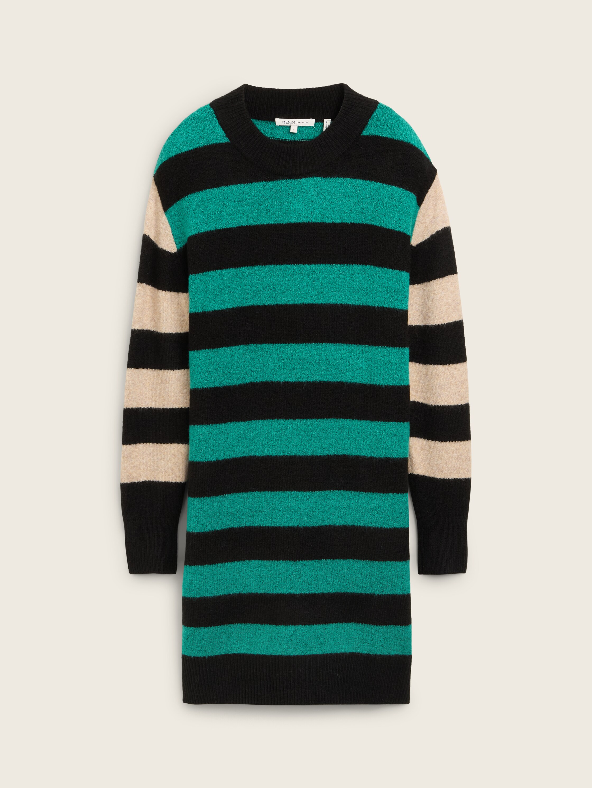 Mini Strickkleid mit Streifenmuster - green_black_stripe_1 - 