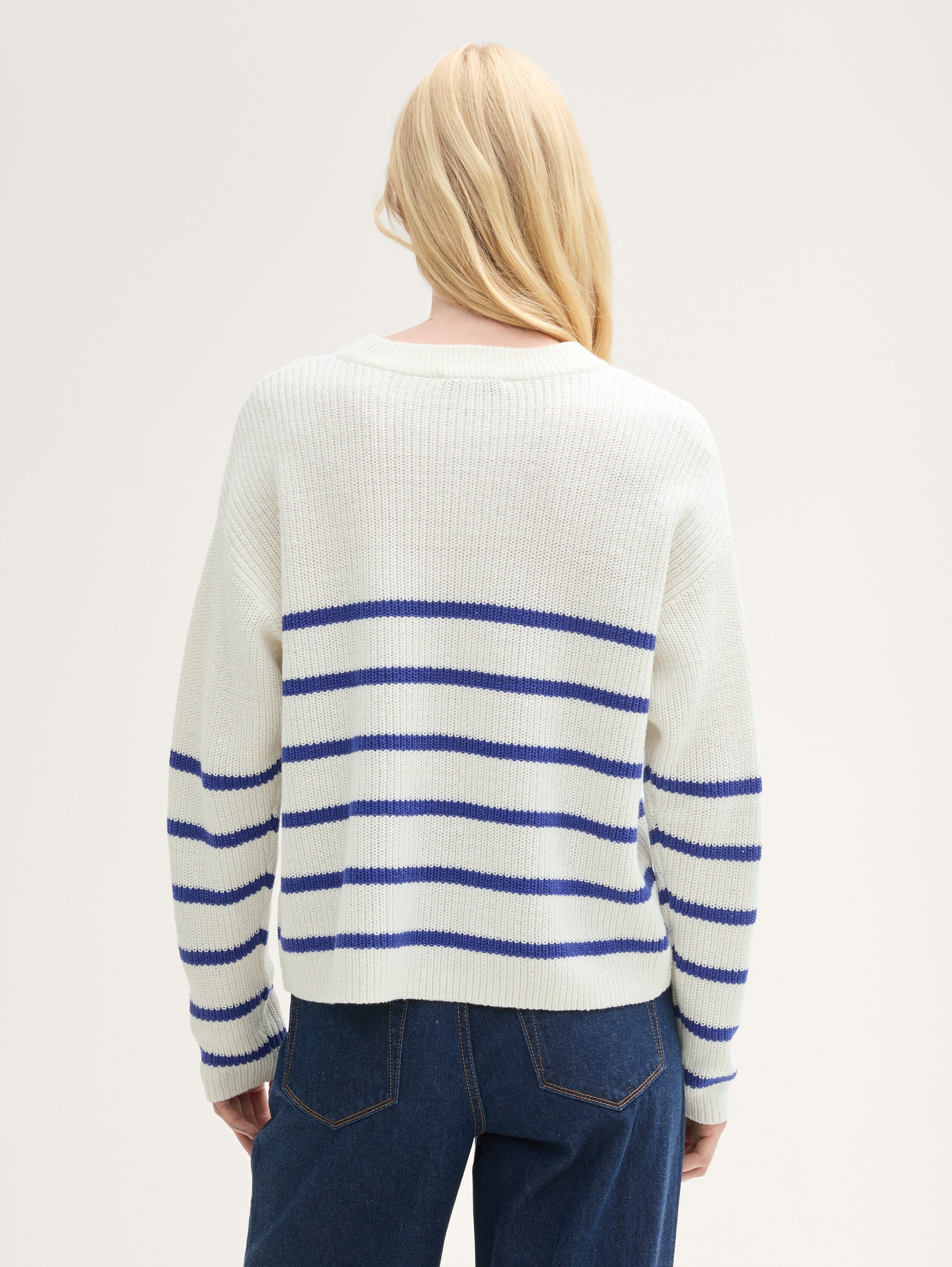 Striped knitted sweater - placed_blue_white_stripe - 