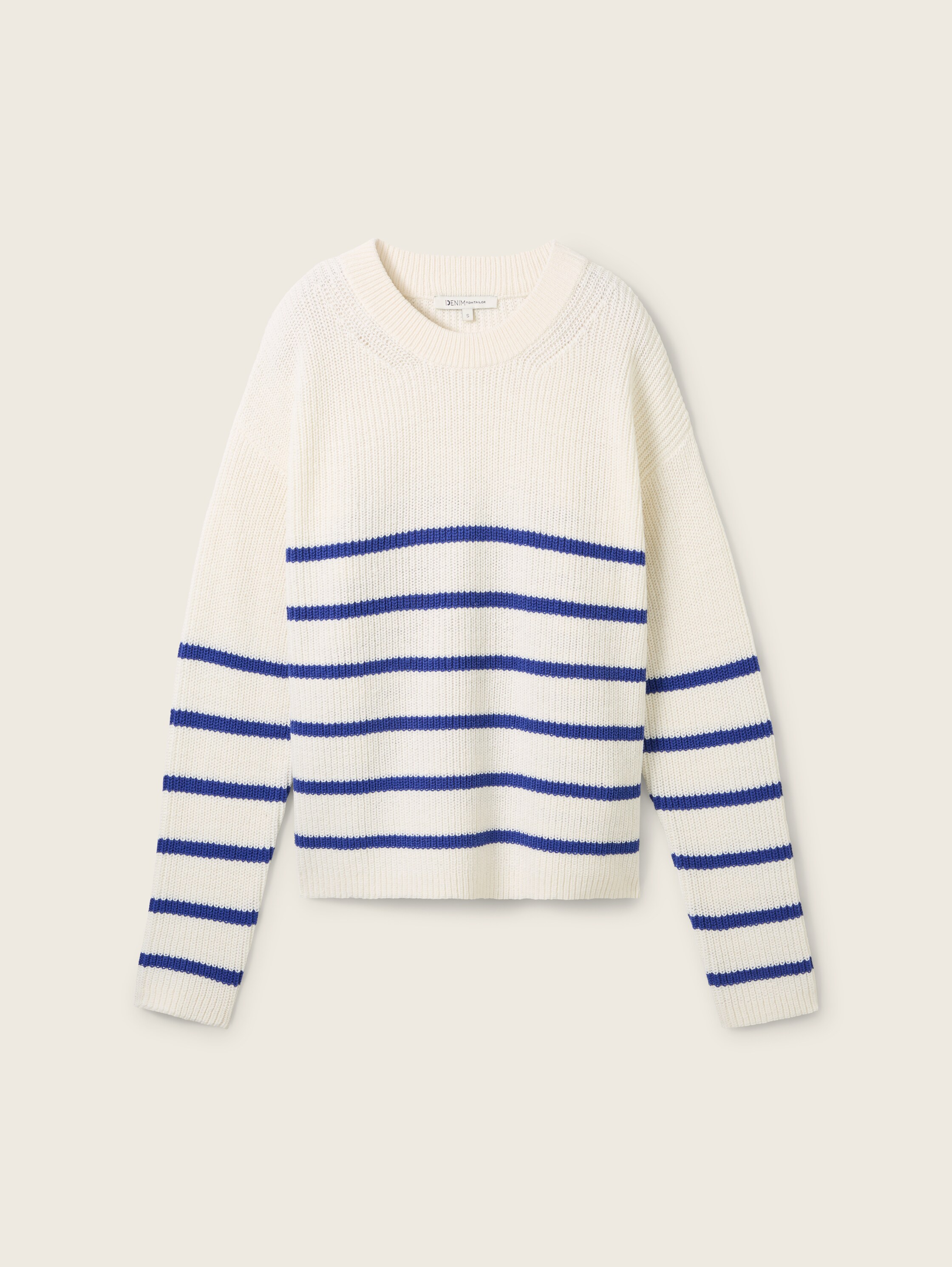 Striped knitted sweater - placed_blue_white_stripe - 