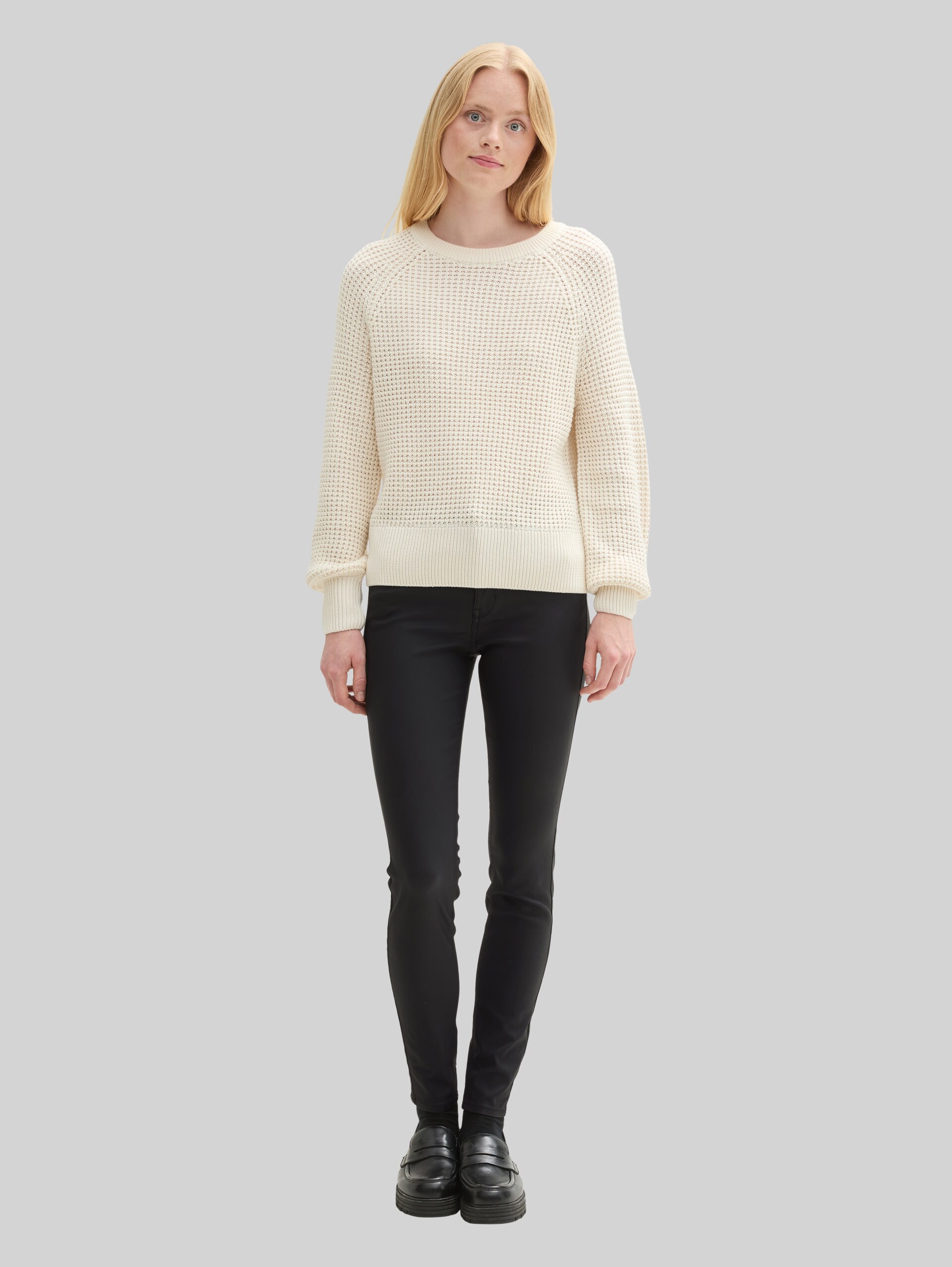 TTNELA extra skinny jeans - coated black denim - Model front view