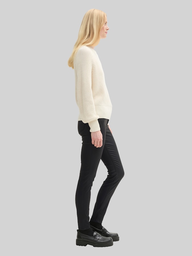 TTNELA extra skinny jeans met coating door Denim Female, coated black denim