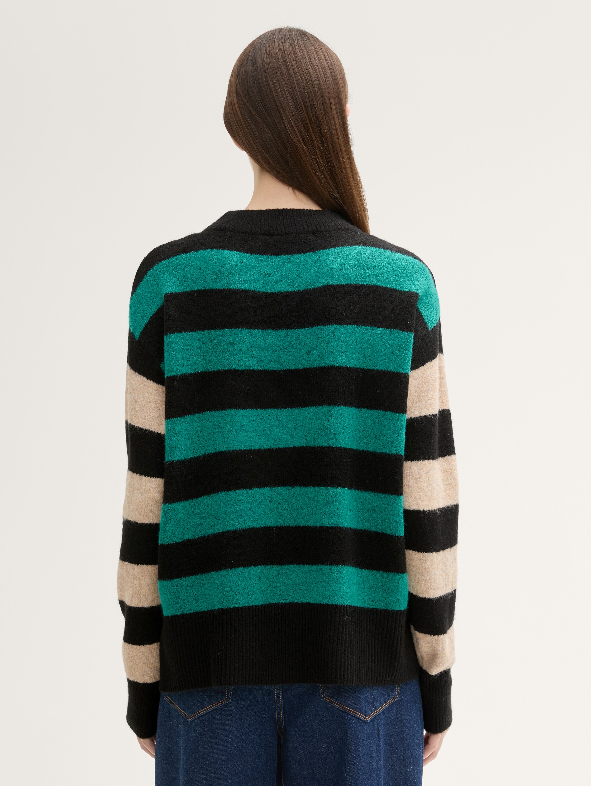 Gestreifter Strick Pullover - green_black_stripe_1 - 