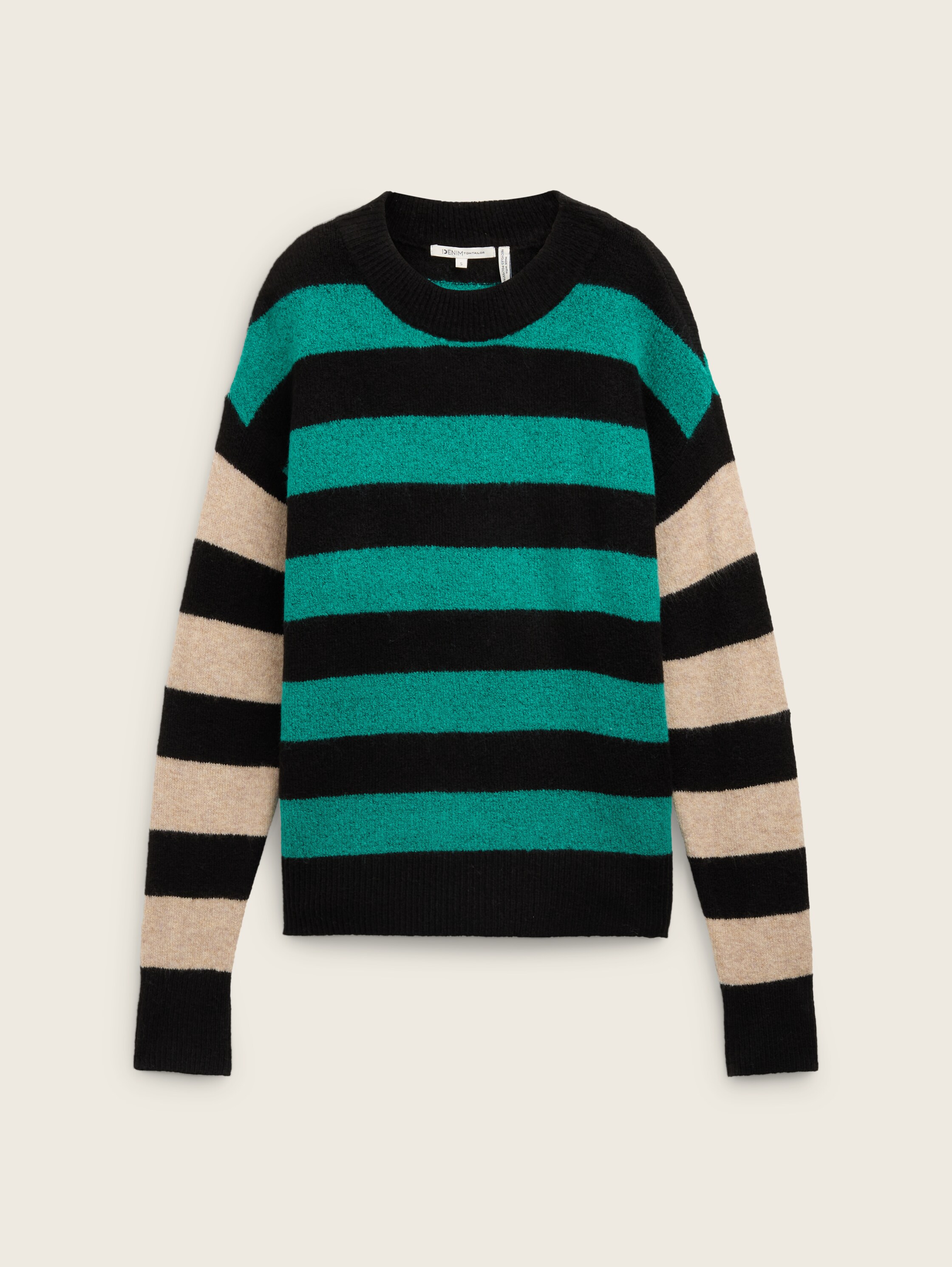Gestreifter Strick Pullover - green_black_stripe_1 - 