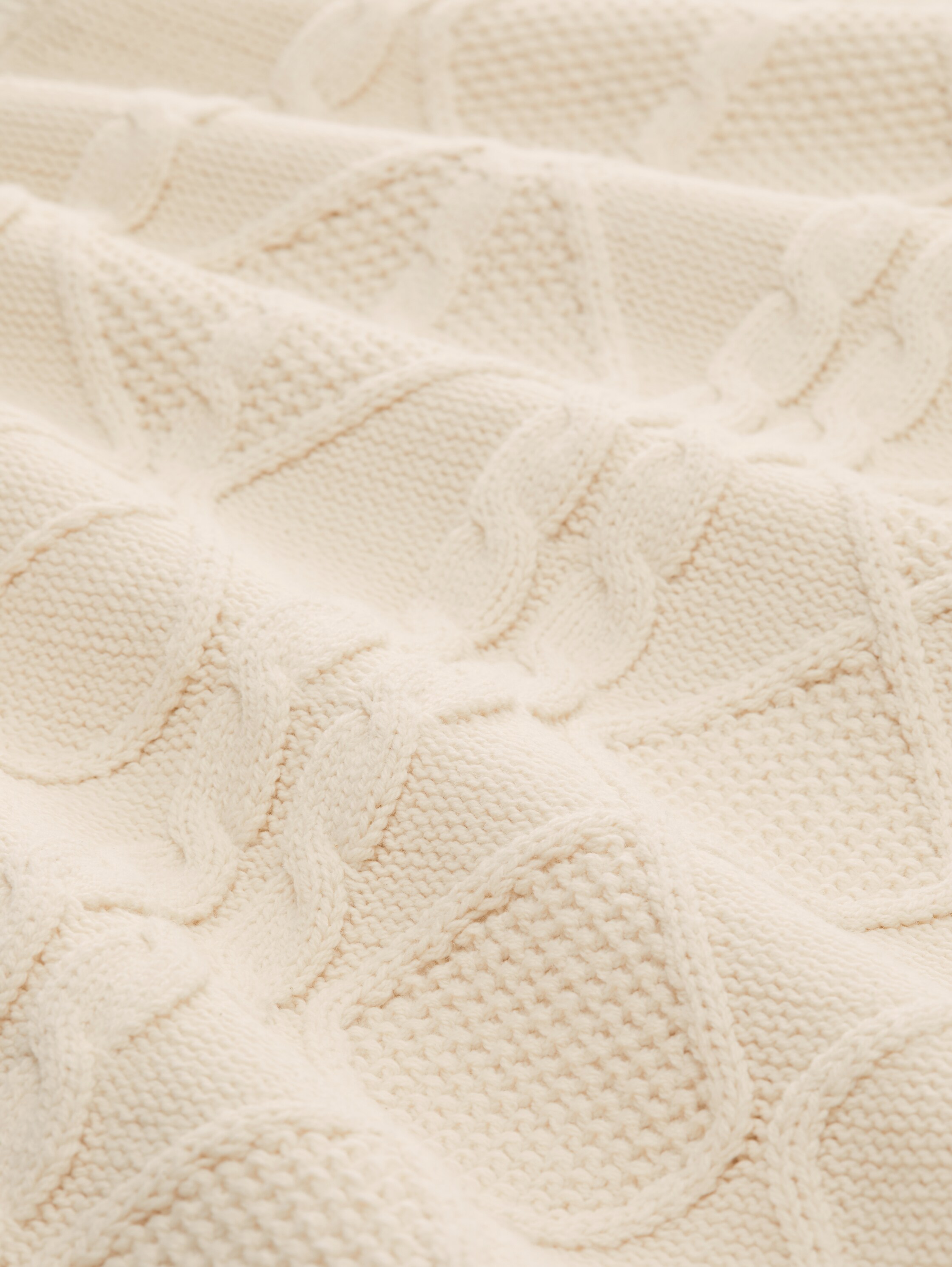 Gebreide trui met kabelpatroon - smooth_light_sand - 