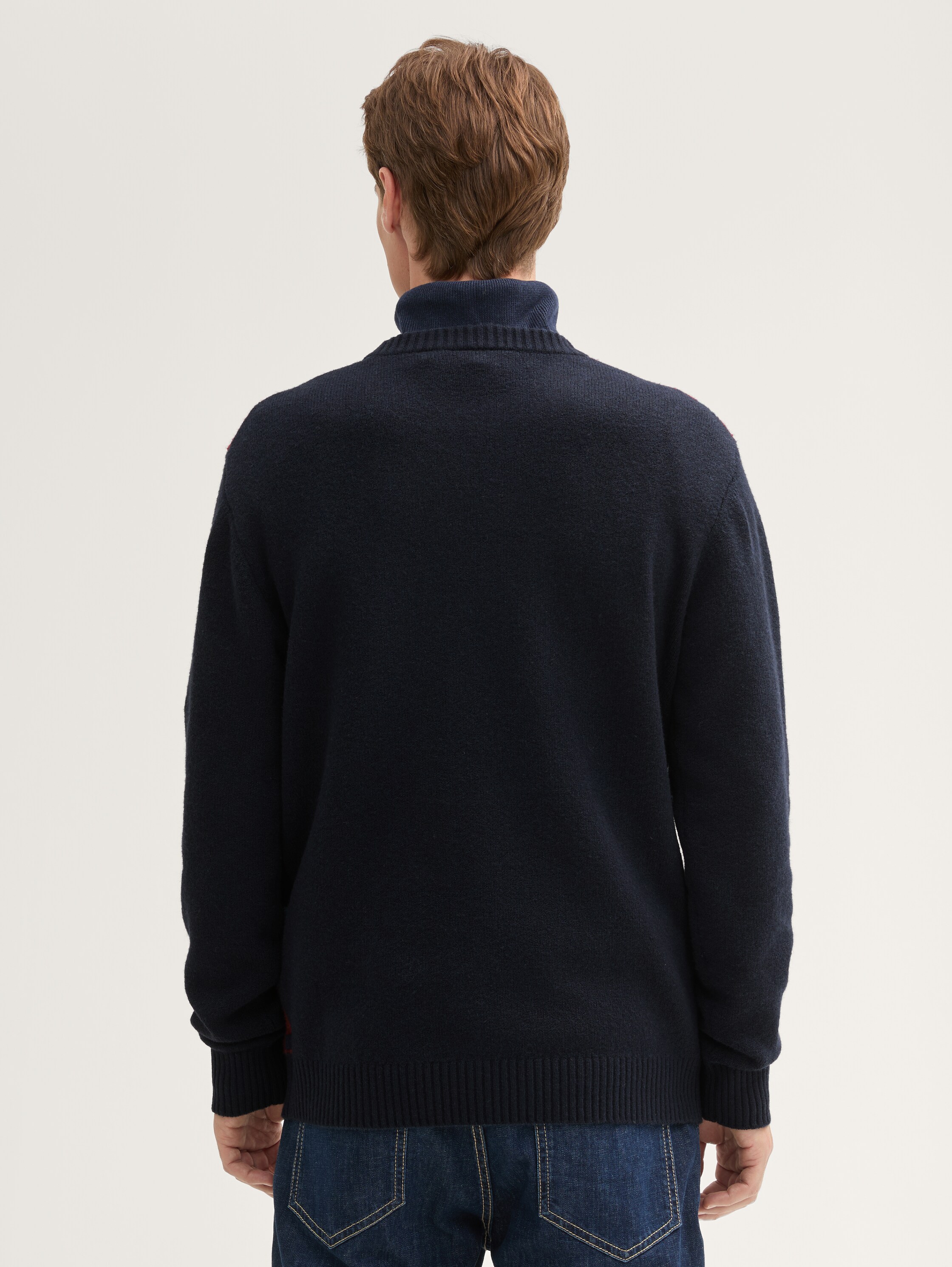 Gemusterter Strickpullover - navy_red_big_element_design - 