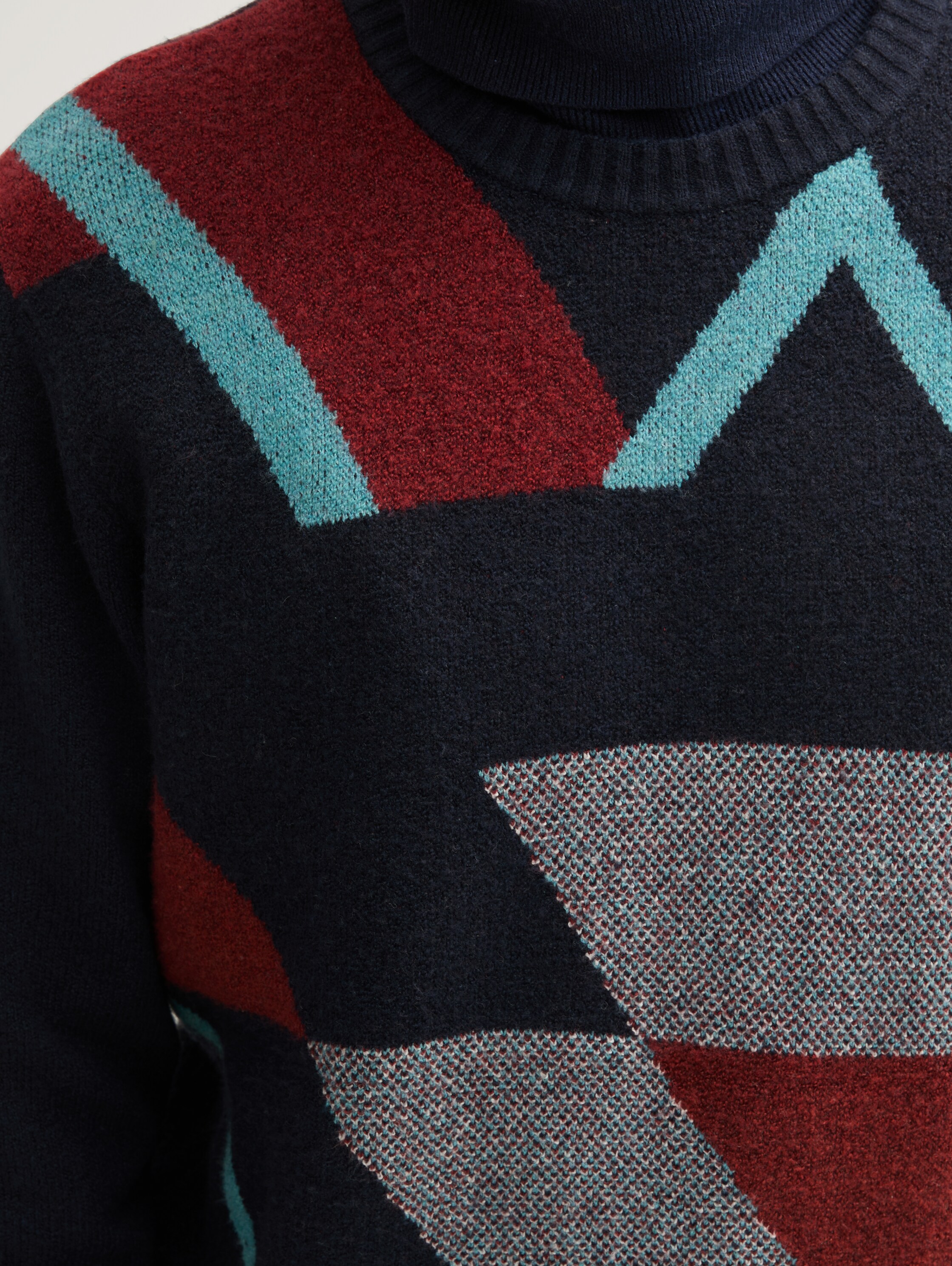 Gemusterter Strickpullover - navy_red_big_element_design - 
