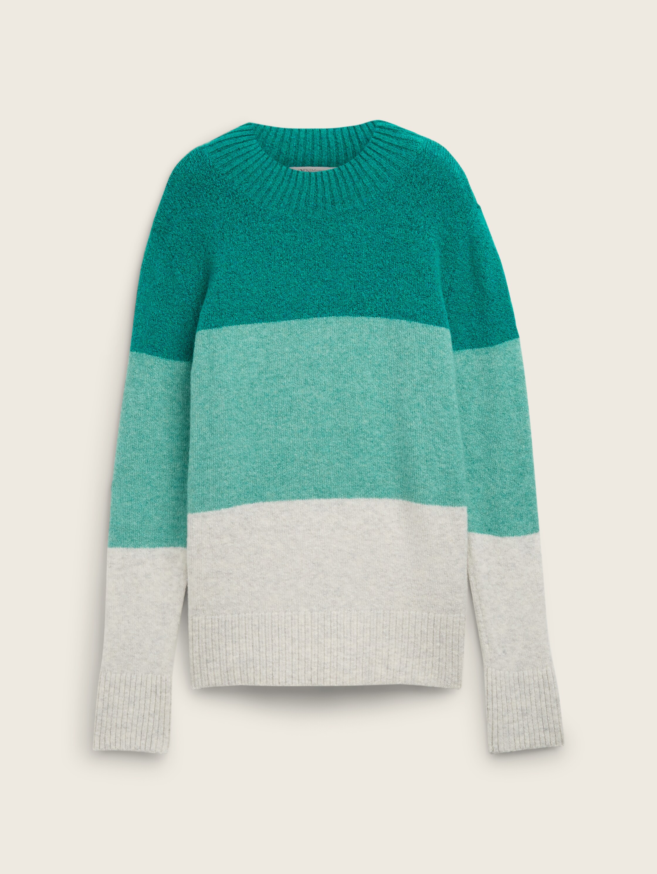 Strickpullover mit Colour Blocking - green_beige_colorblock - 