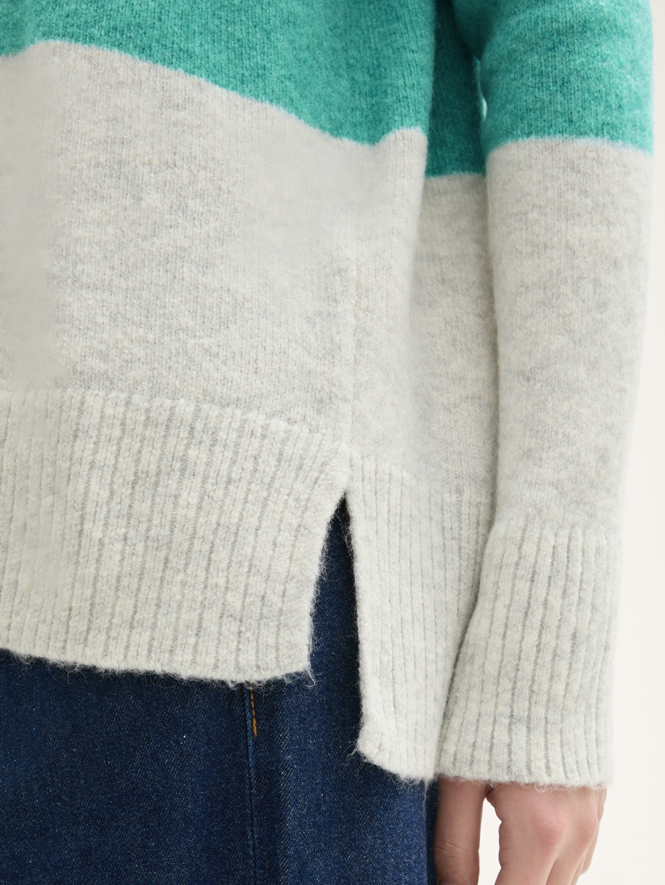 Strickpullover mit Colour Blocking - green_beige_colorblock - 
