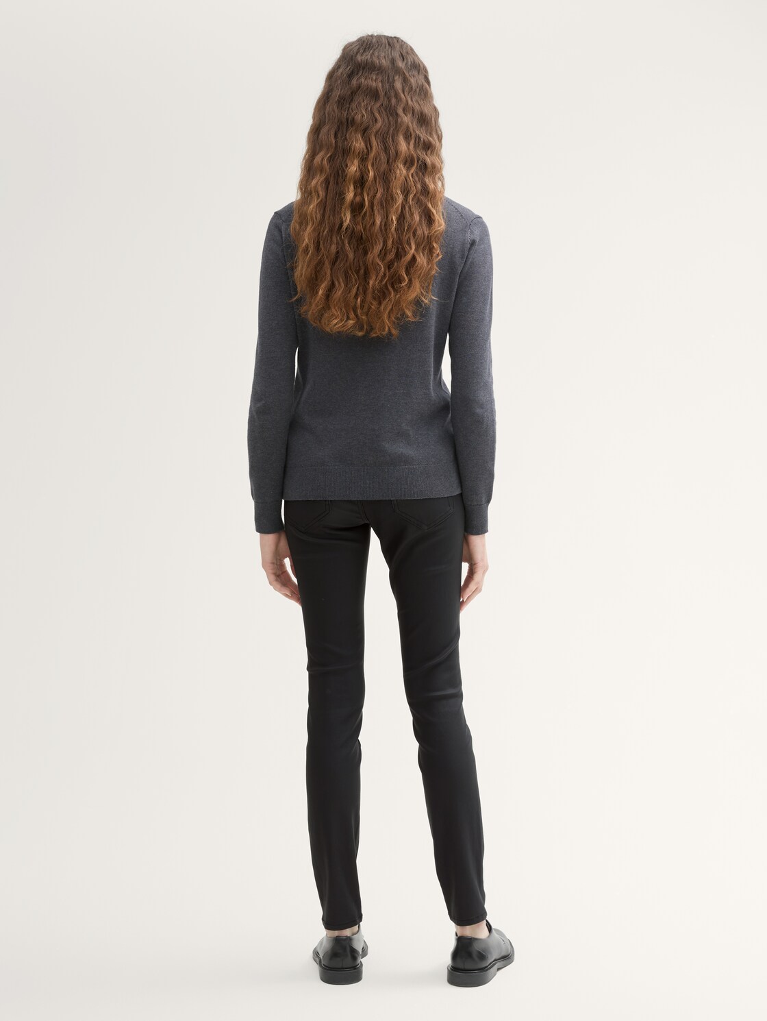 TTALEXA COATED SKINNY Jeans - deep black - Auschnitt Model-Rückansicht