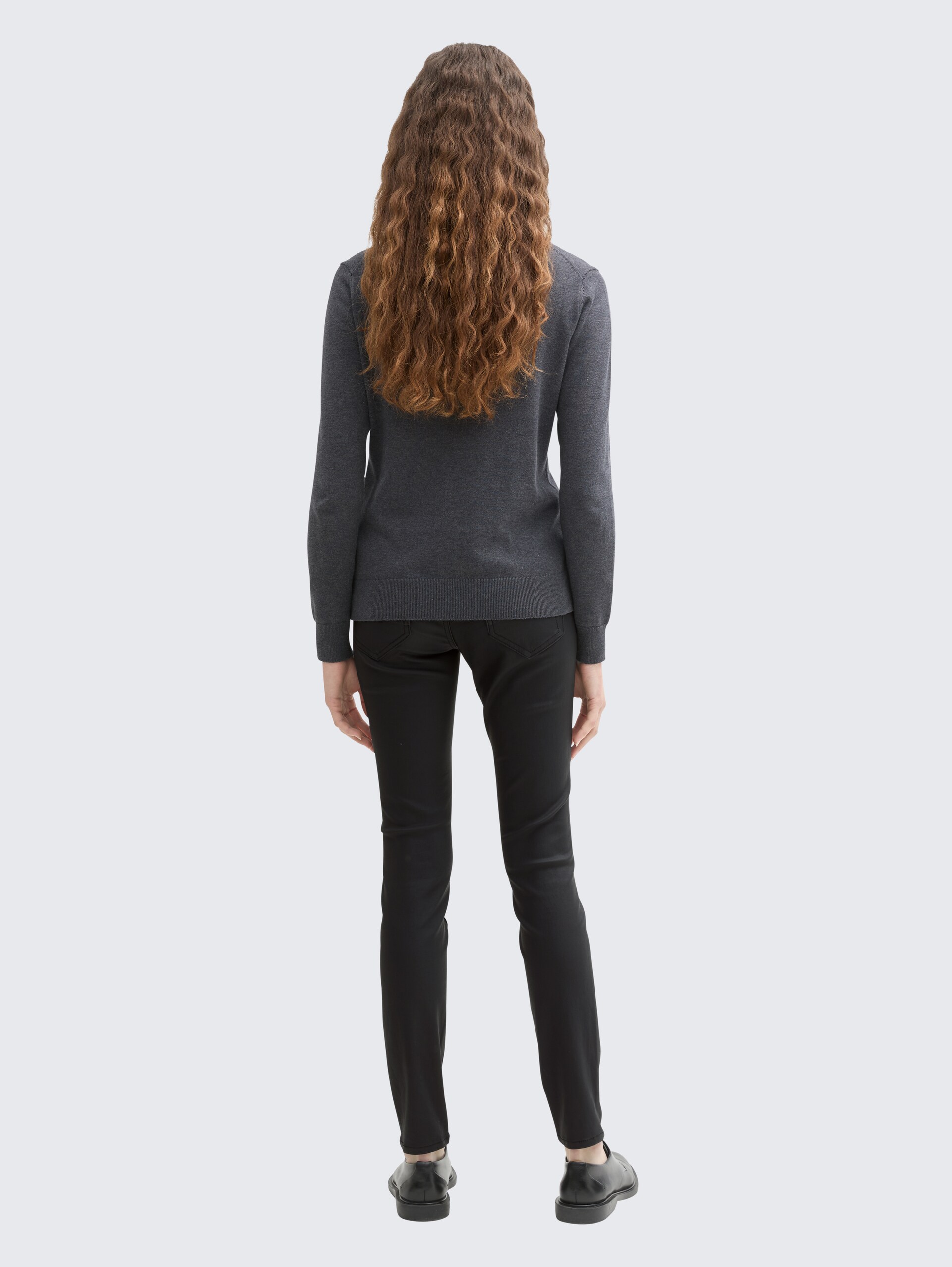 TTALEXA COATED SKINNY Jeans - deep black - Auschnitt Model-Rückansicht
