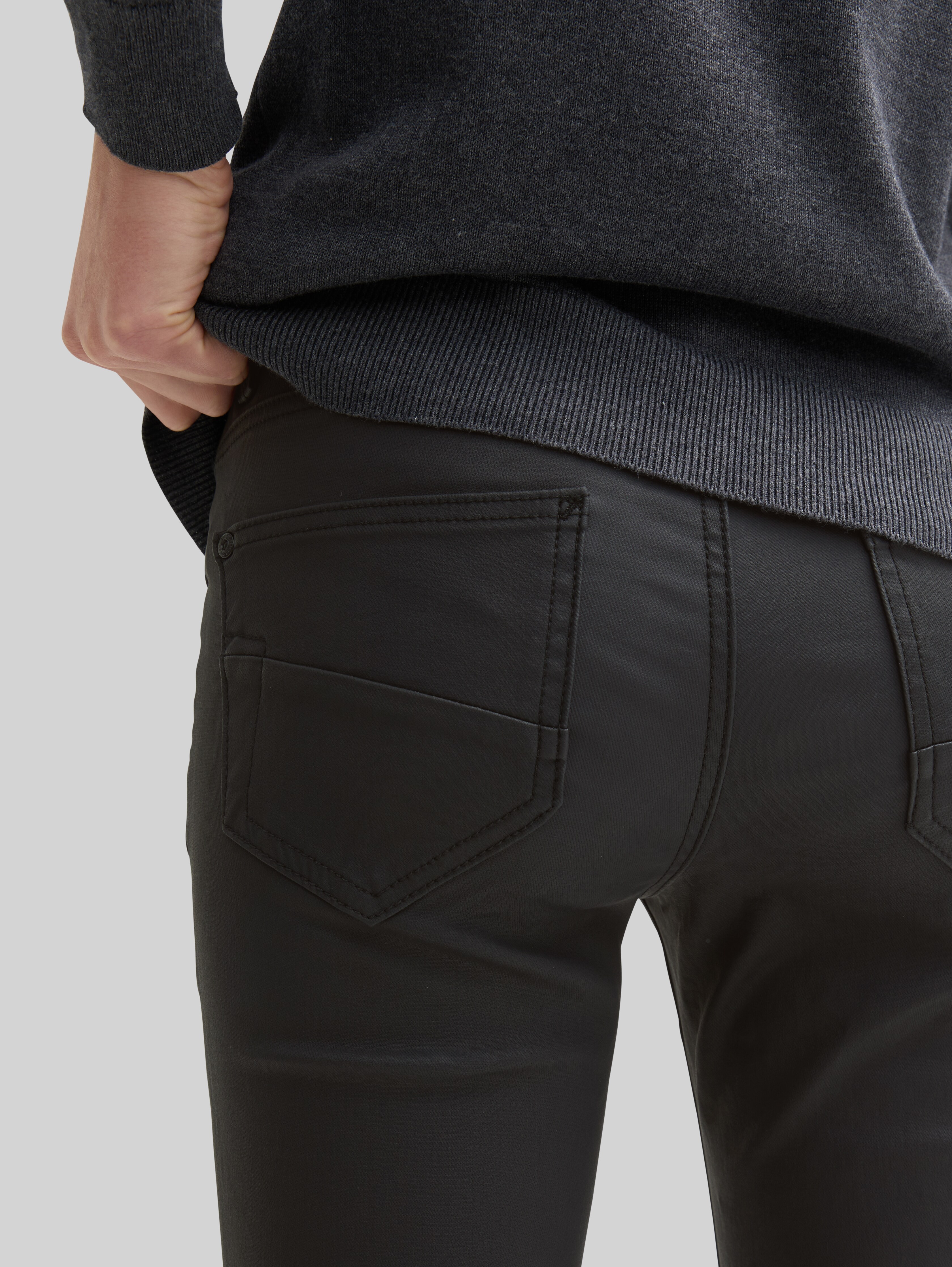 TTALEXA coated skinny jeans in black by Tom Tailor