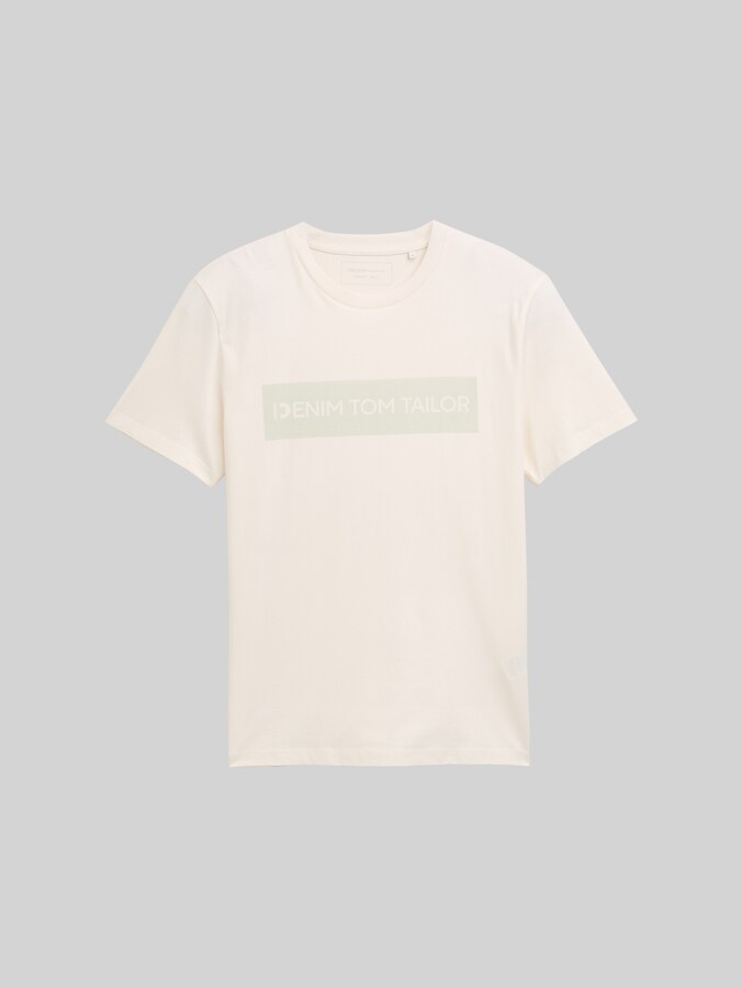 T-shirt basique avec imprimé logo par Denim Male, Gardenia White