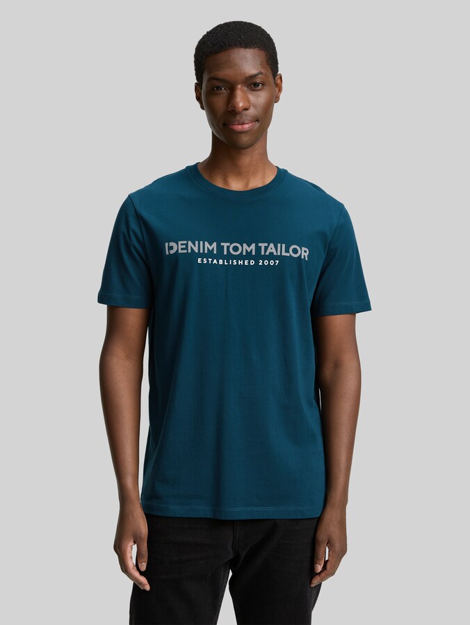 Basic T-Shirt mit Logo-Print von Denim Male, Tropical Lagoon