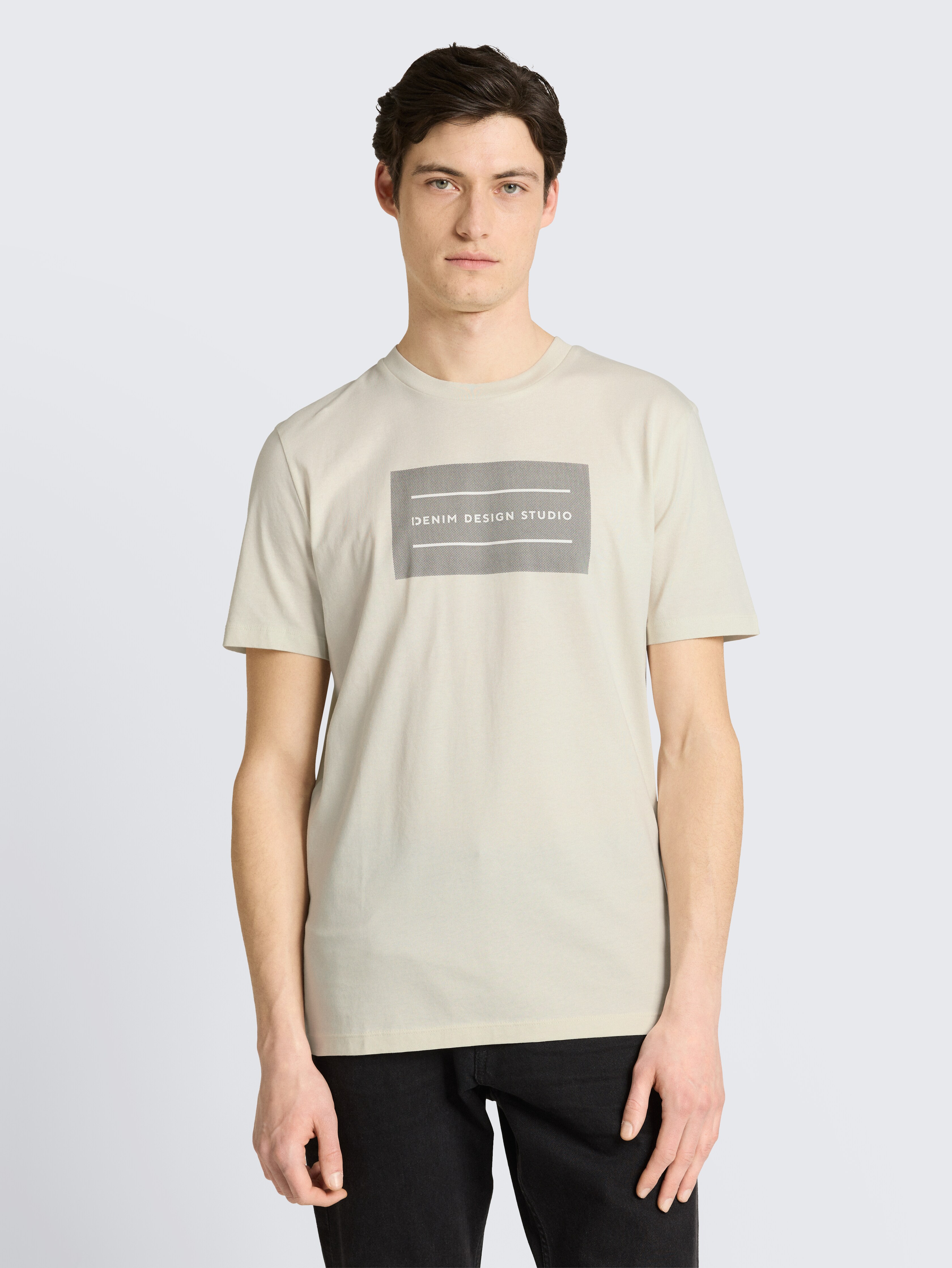 Basic T-Shirt mit Logo-Print von Denim Male, Natural White