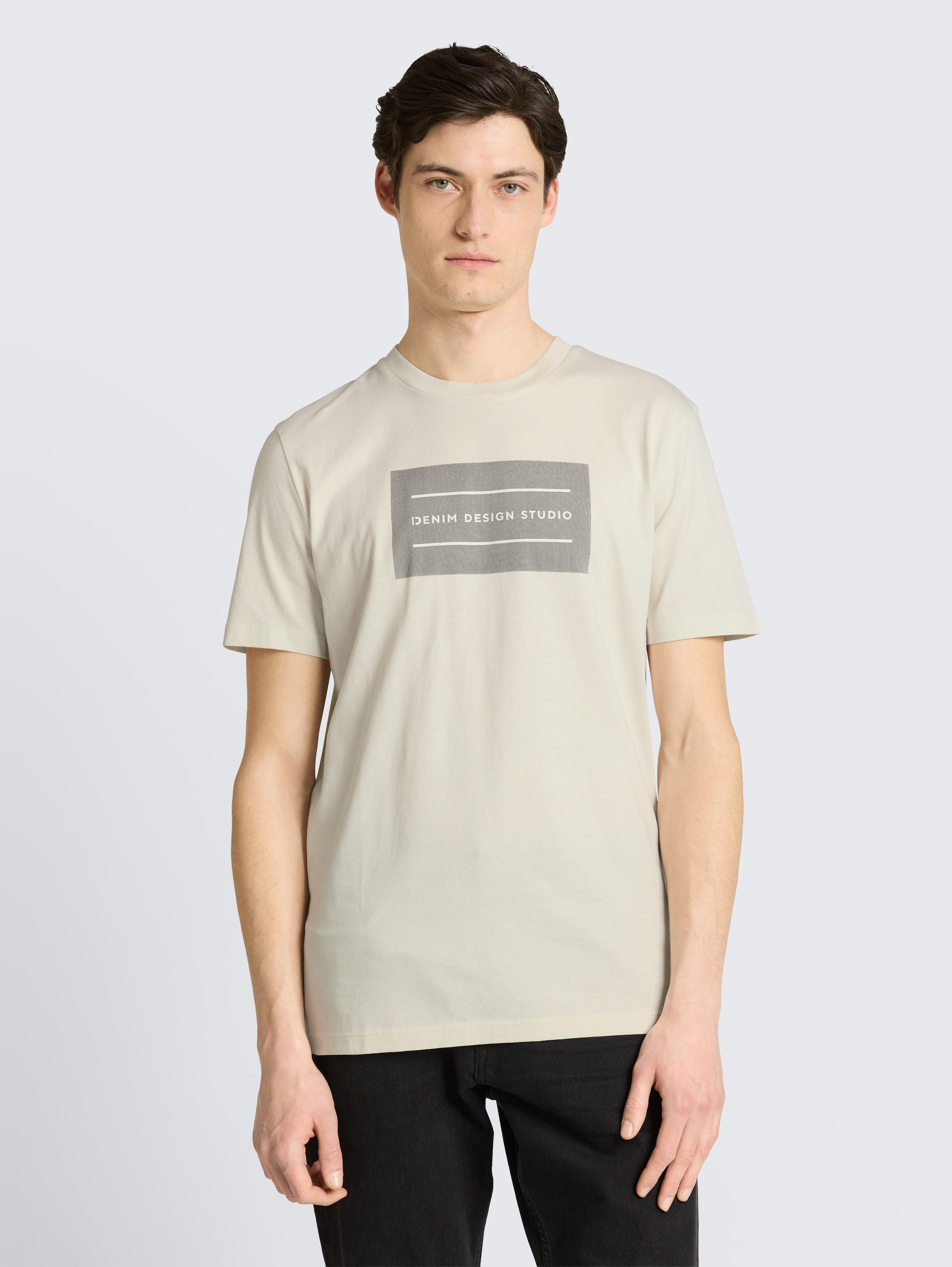 Basic T-shirt met logoprint - natural_white_1 - 