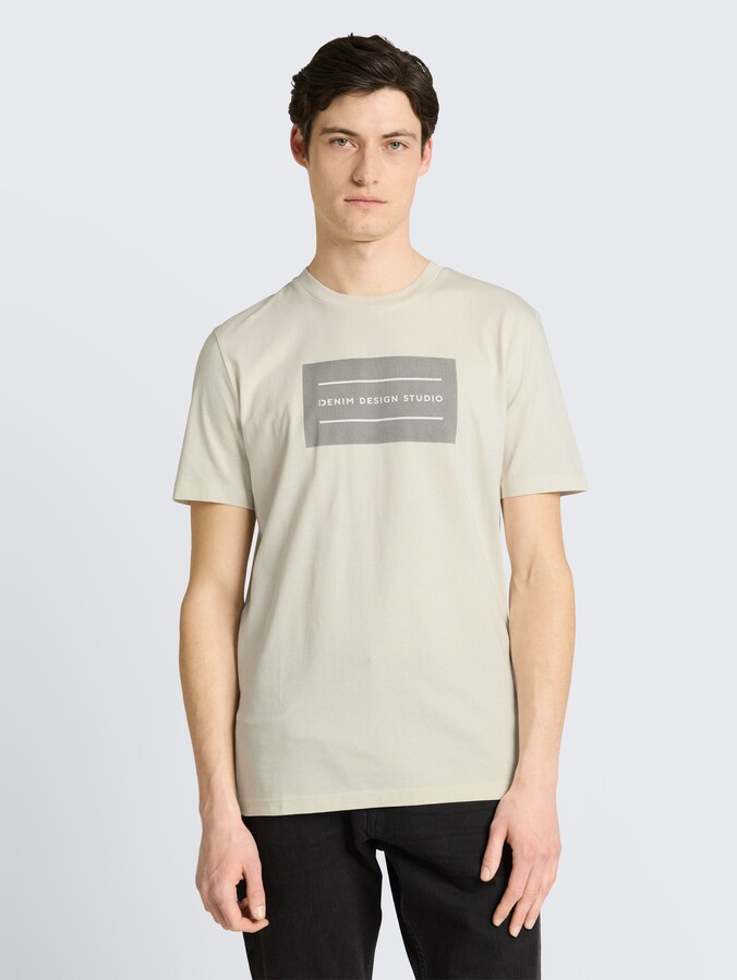 Basic T-Shirt mit Logo-Print von Denim Male, Natural White