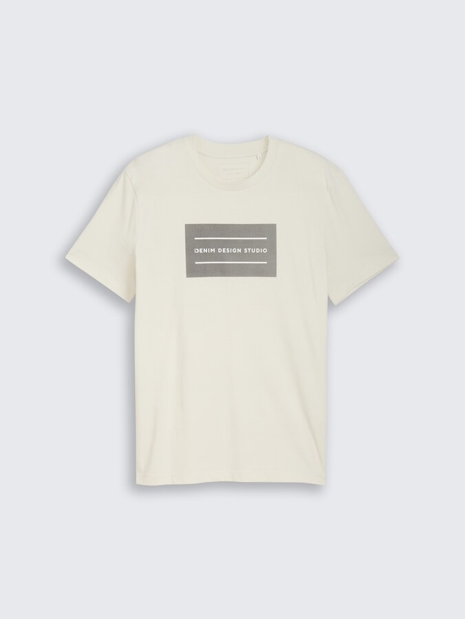 Basic T-Shirt mit Logo-Print von Denim Male, Natural White