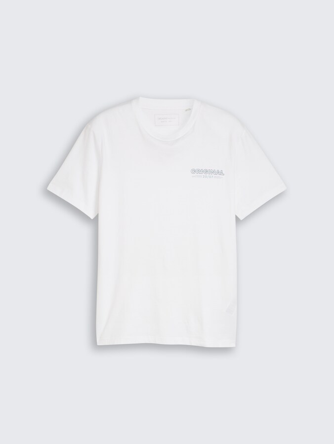 Basic T-Shirt mit Logo-Print von Denim Male, white horse