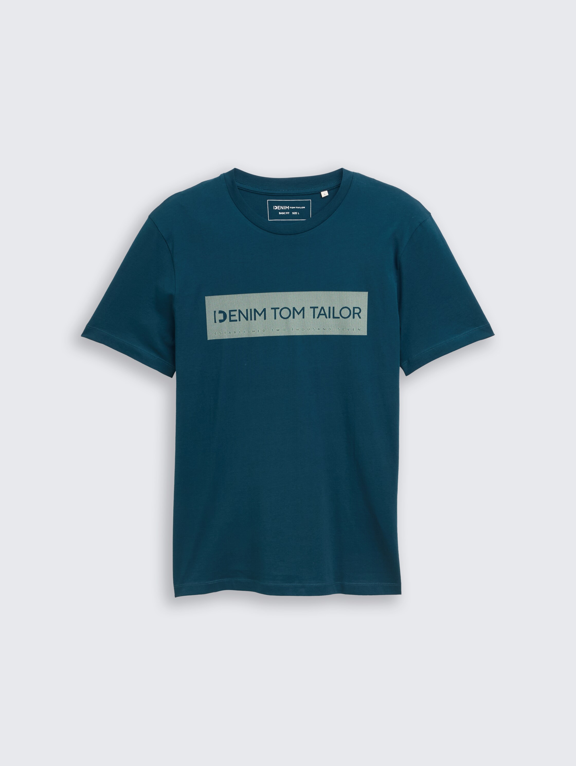 Basic T-Shirt mit Logo-Print - deep_pond_green - 