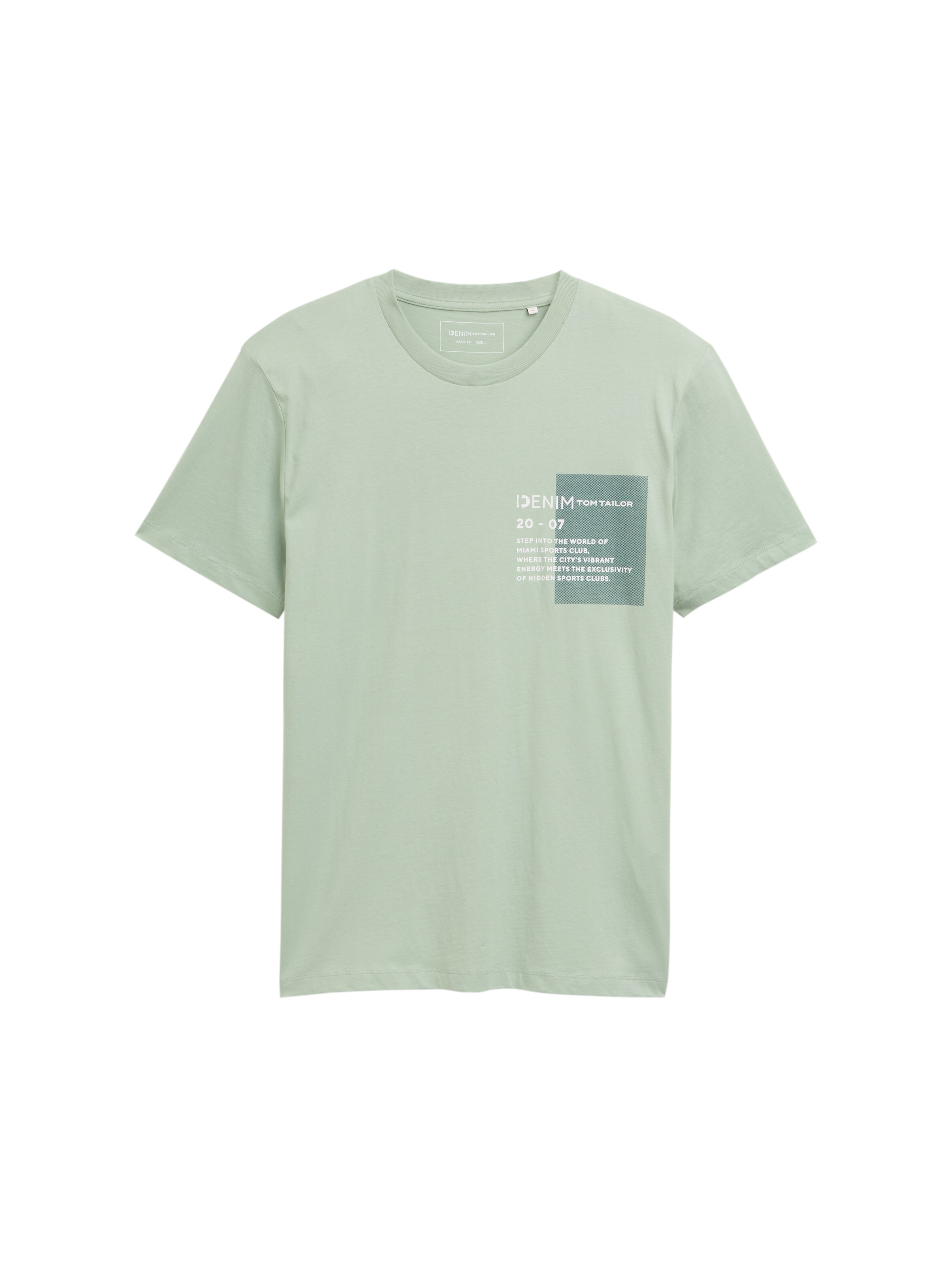 Basic T-shirt with logo print in blue by Tom Tailor