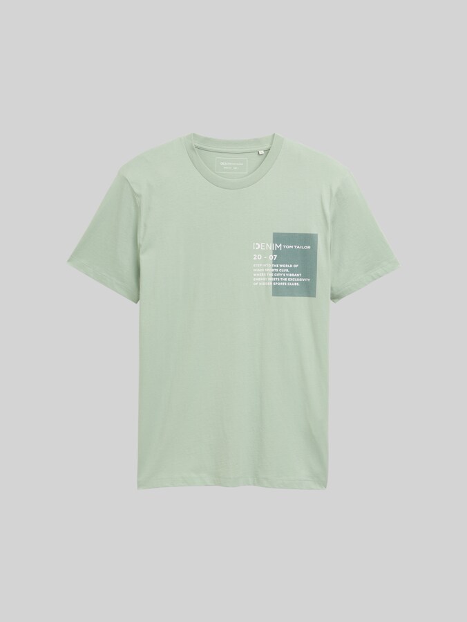 Basic T-shirt with logo print by Denim Male, paradise mint