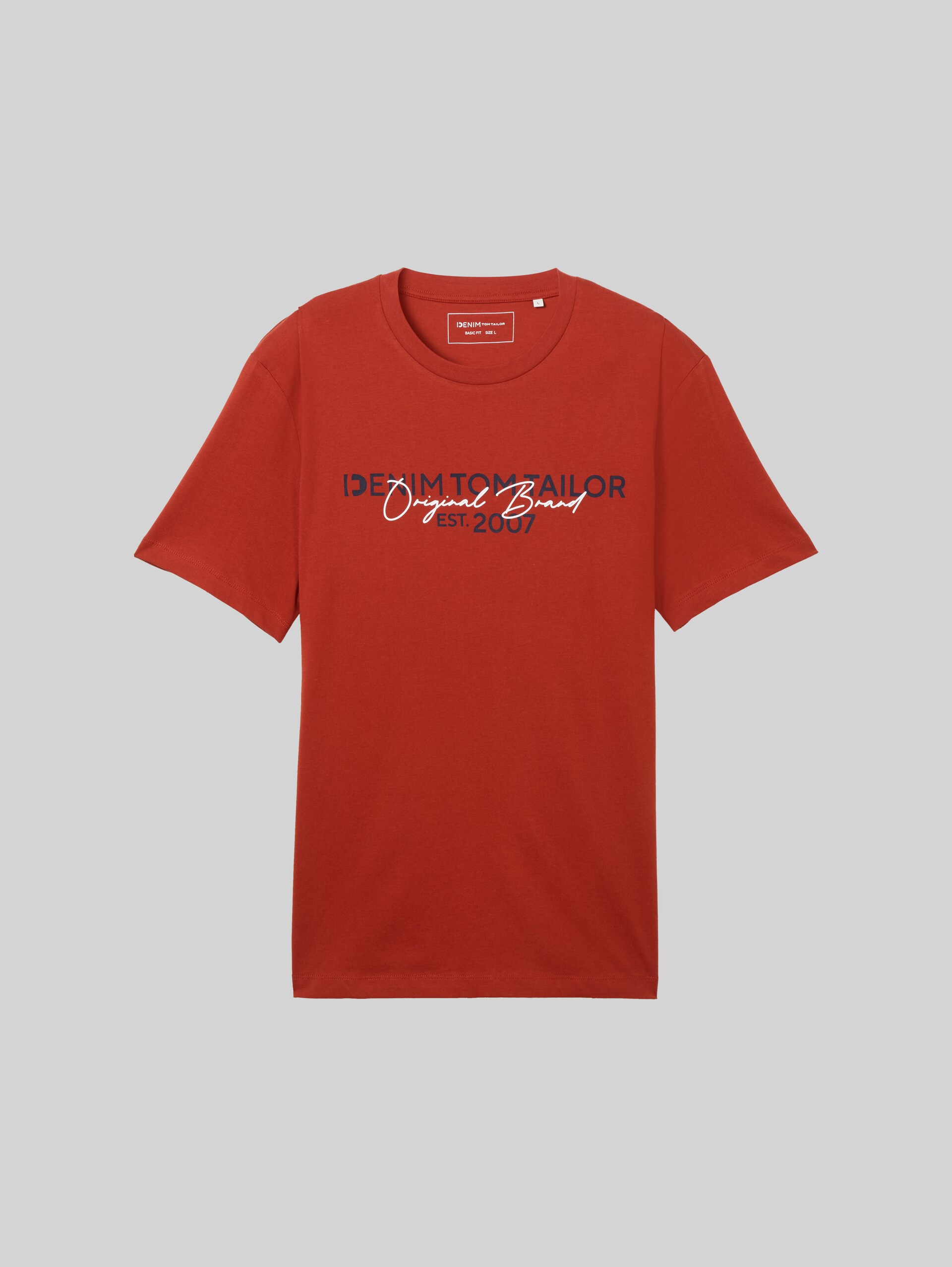 Basic T-shirt met logo-print - currant red - Product vooraanzicht
