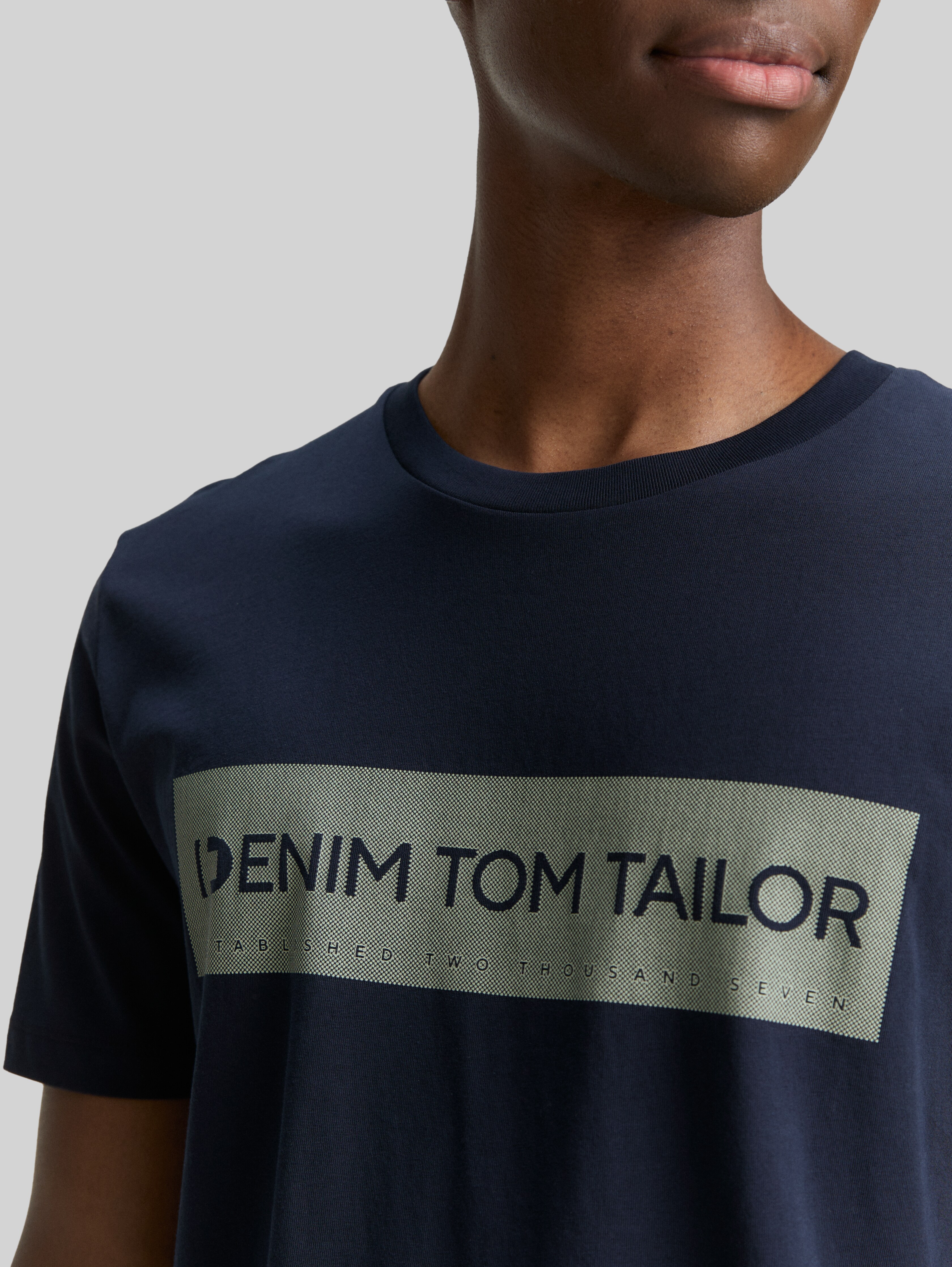TOM TAILOR Denim Herren Basic T-Shirt Mit Logo-Print | Aus Weichem Jersey, Nachhaltige BE PART Kollektion