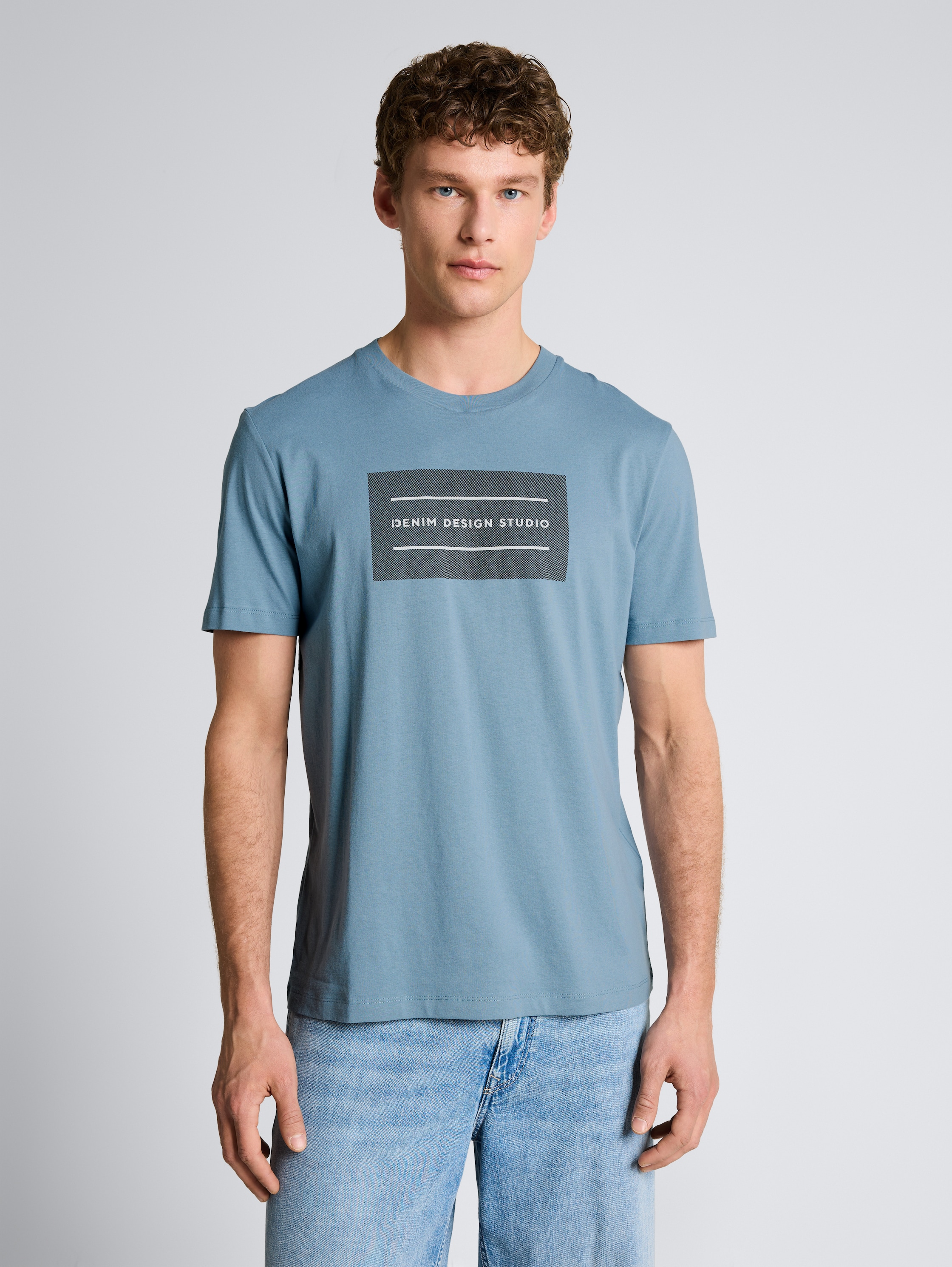 Basic T-shirt met logoprint - steel_blue - 