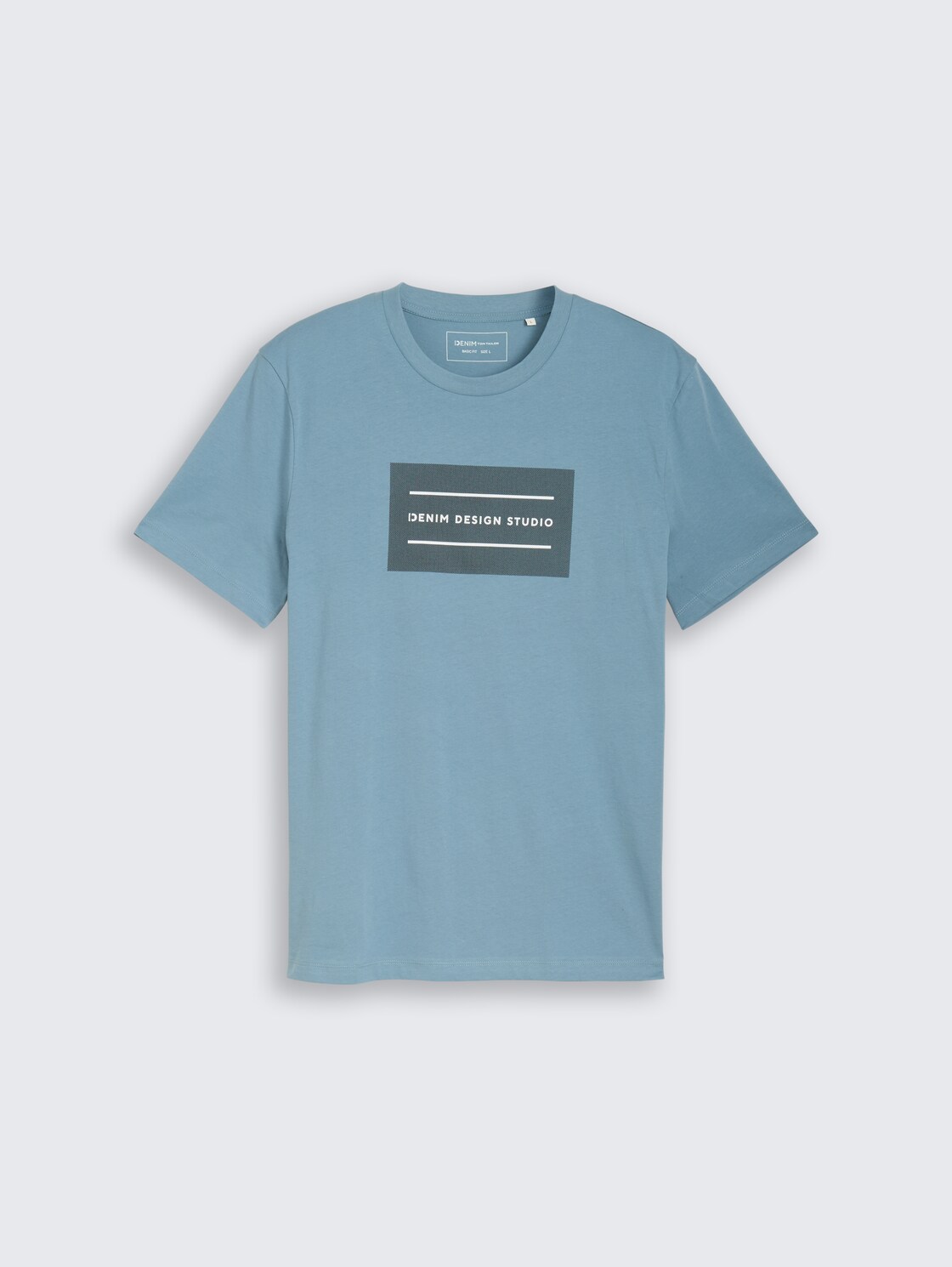 Basic T-Shirt mit Logo-Print - steel blue - Vorder-Produkt-Ansicht
