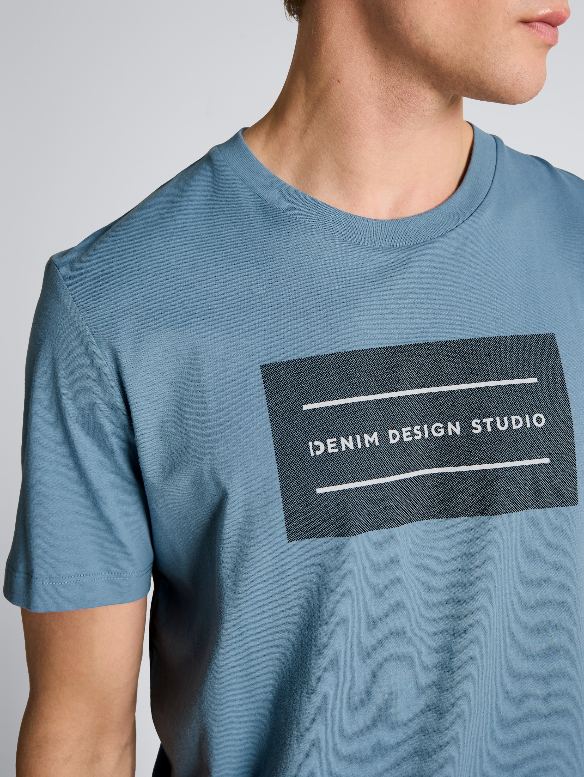 Basic T-shirt met logoprint - steel_blue - 