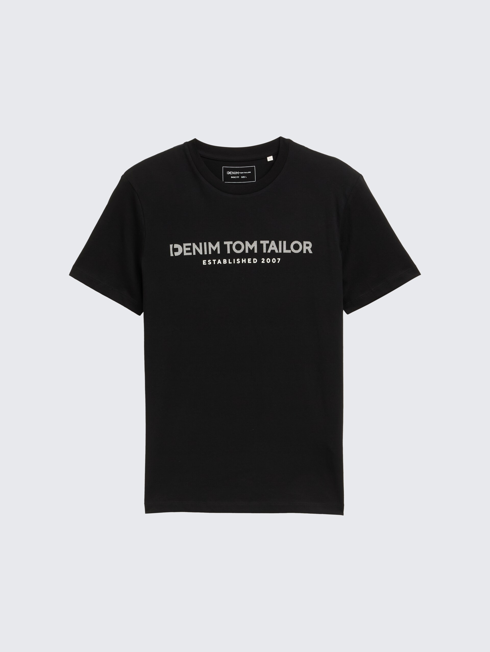 Basic T-Shirt mit Logo-Print - black fake leather - Vorder-Produkt-Ansicht
