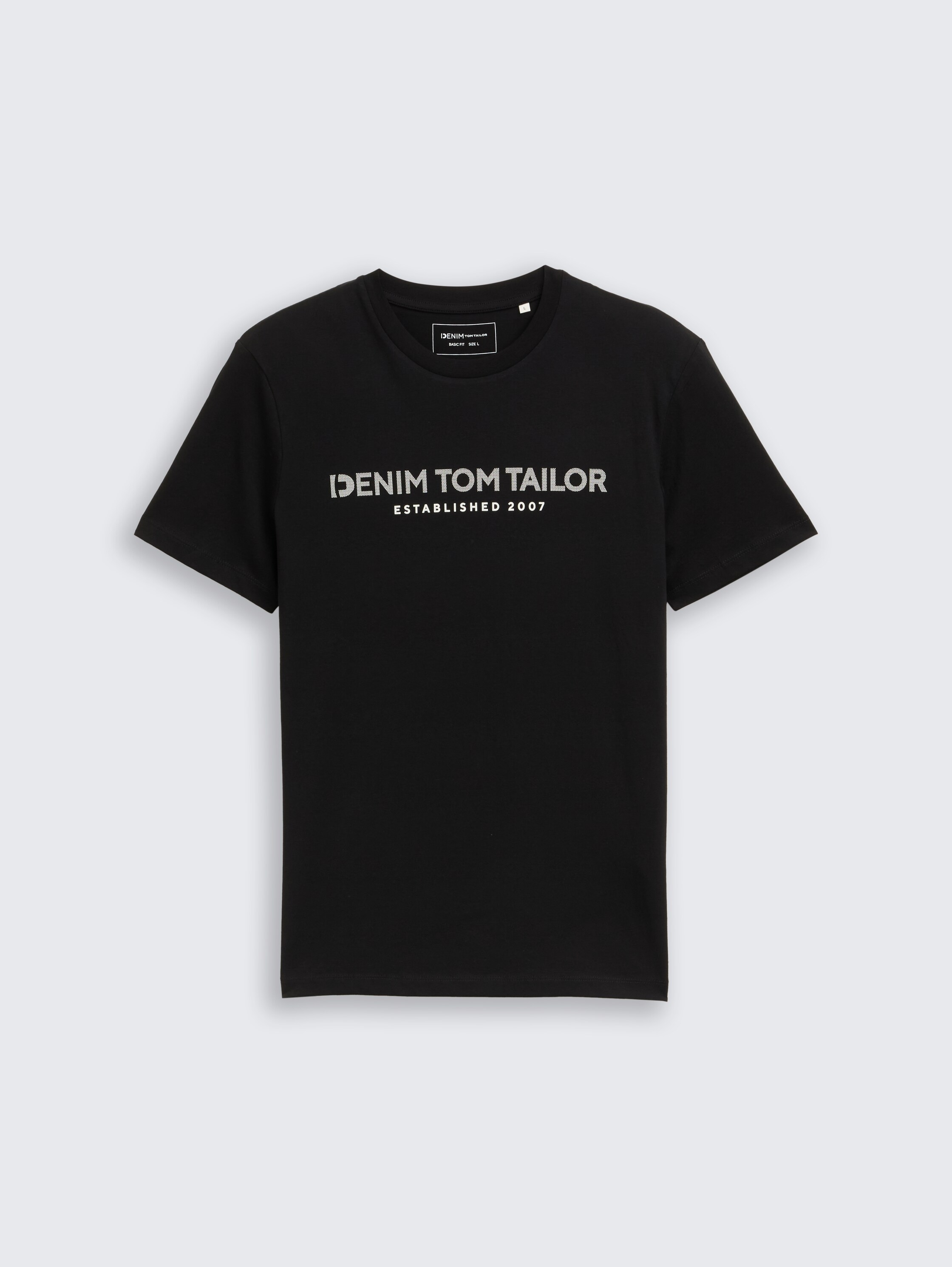 Basic T-Shirt mit Logo-Print - black_fake_leather - 