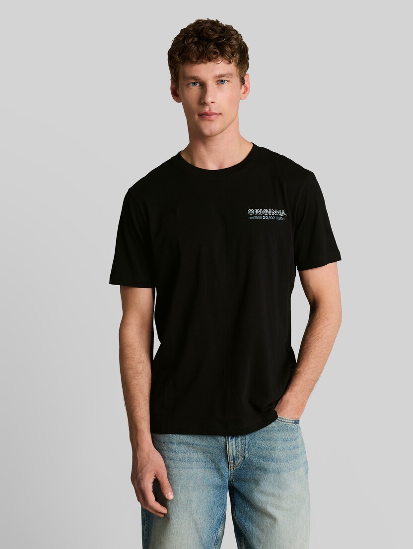 Basic T-Shirt mit Logo-Print von Denim Male, deep sea black