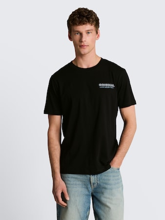 Basic T-Shirt mit Logo-Print von Denim Male, deep sea black