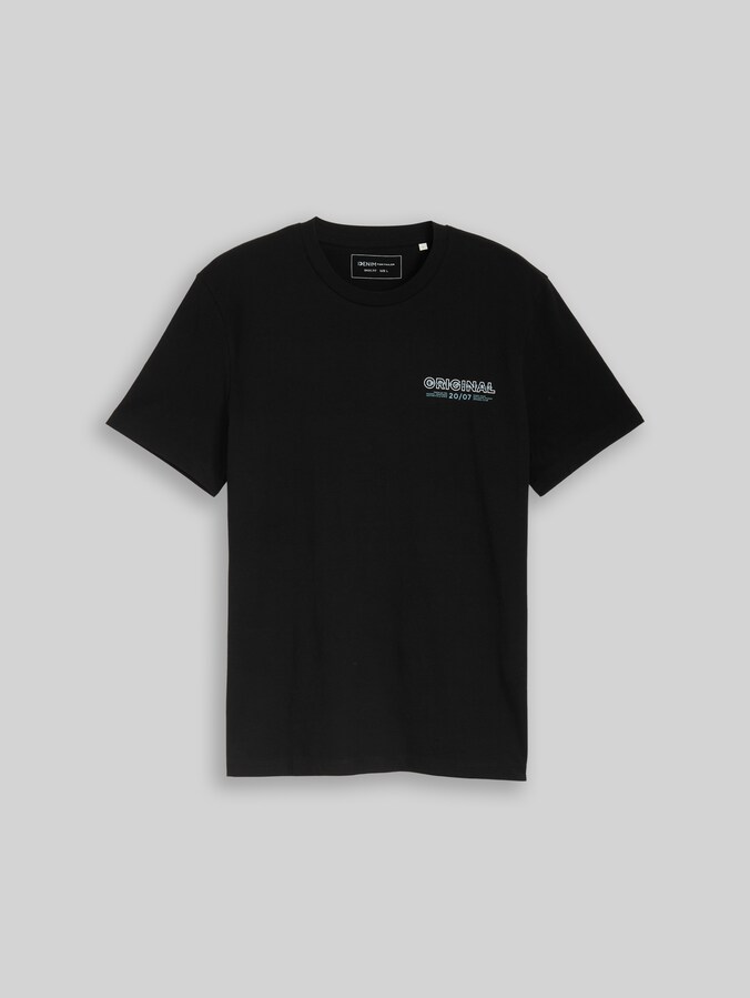 Basic T-shirt with logo print by Denim Male, deep sea black