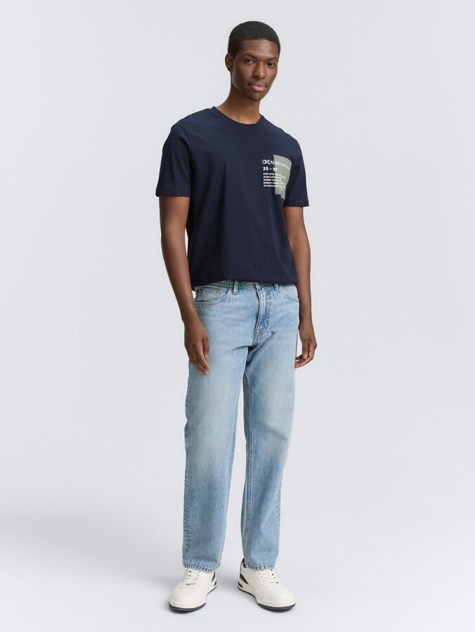 Basic T-Shirt mit Logo-Print von Denim Male, midnight navy blue