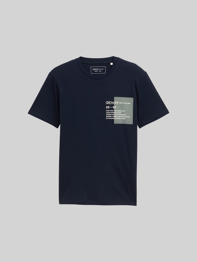 Basic T-shirt with logo print by Denim Male, midnight navy blue