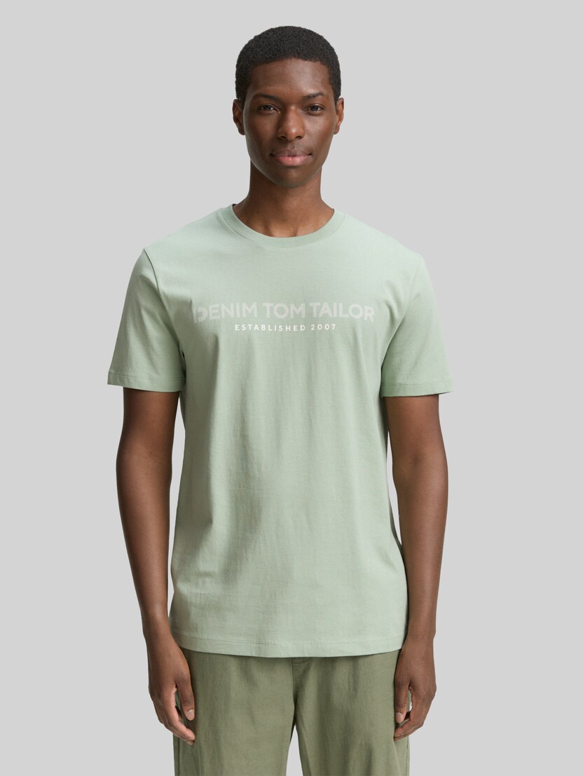 Basic T-Shirt mit Logo-Print von Denim Male, ice mint green