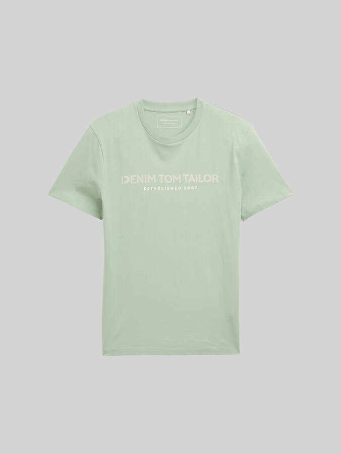 Basic T-shirt with logo print by Denim Male, ice mint green