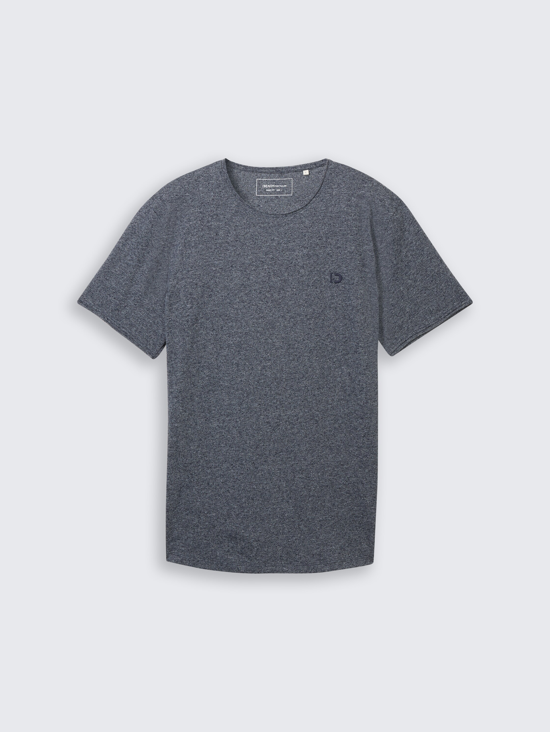 T-shirt in gemêleerde look - sky_captain_blue_1 - 