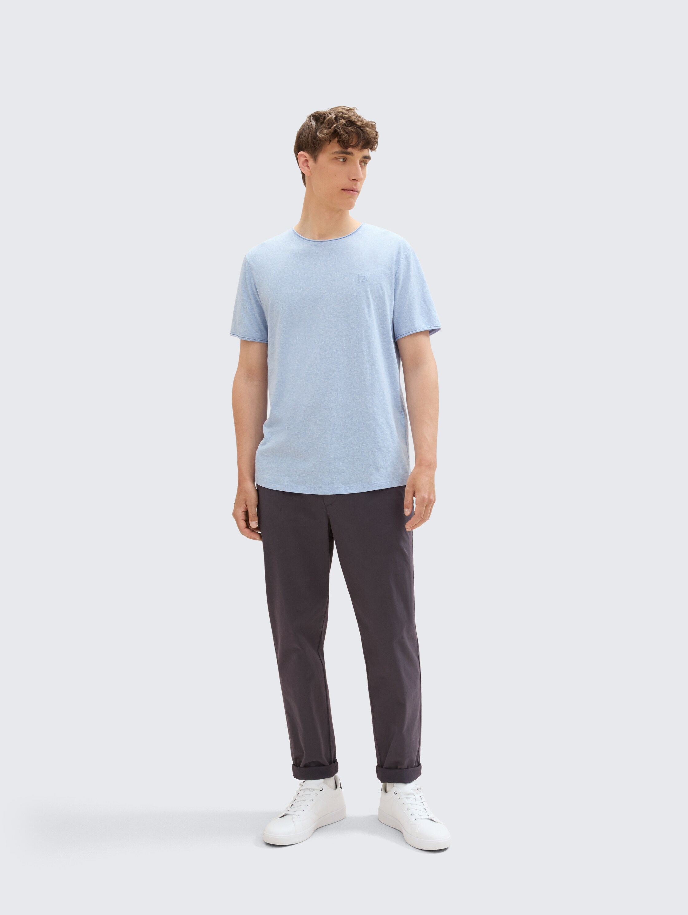 T-shirt in gemêleerde look - brunnera_blue - 
